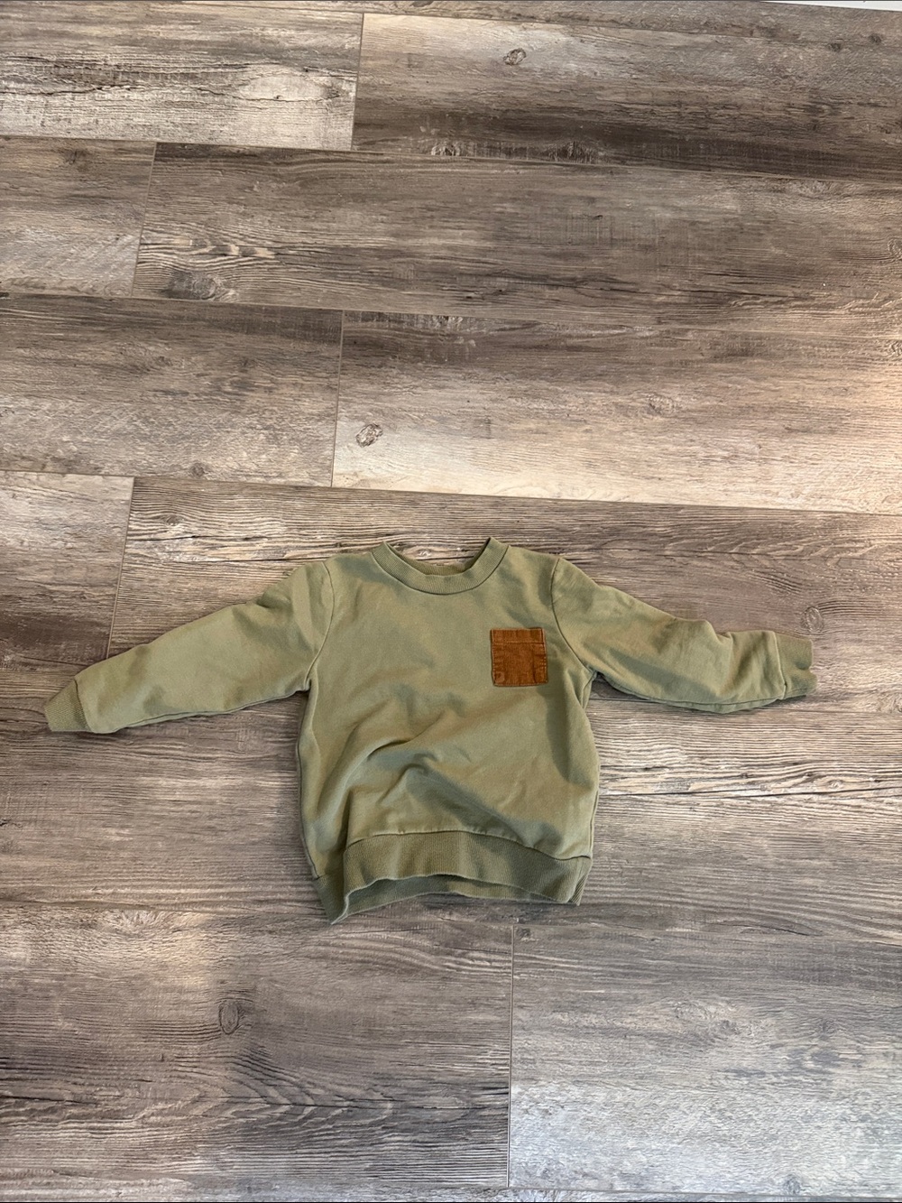 Petit Lem Olive Green Crewneck Sweatshirt with Chest Pocket